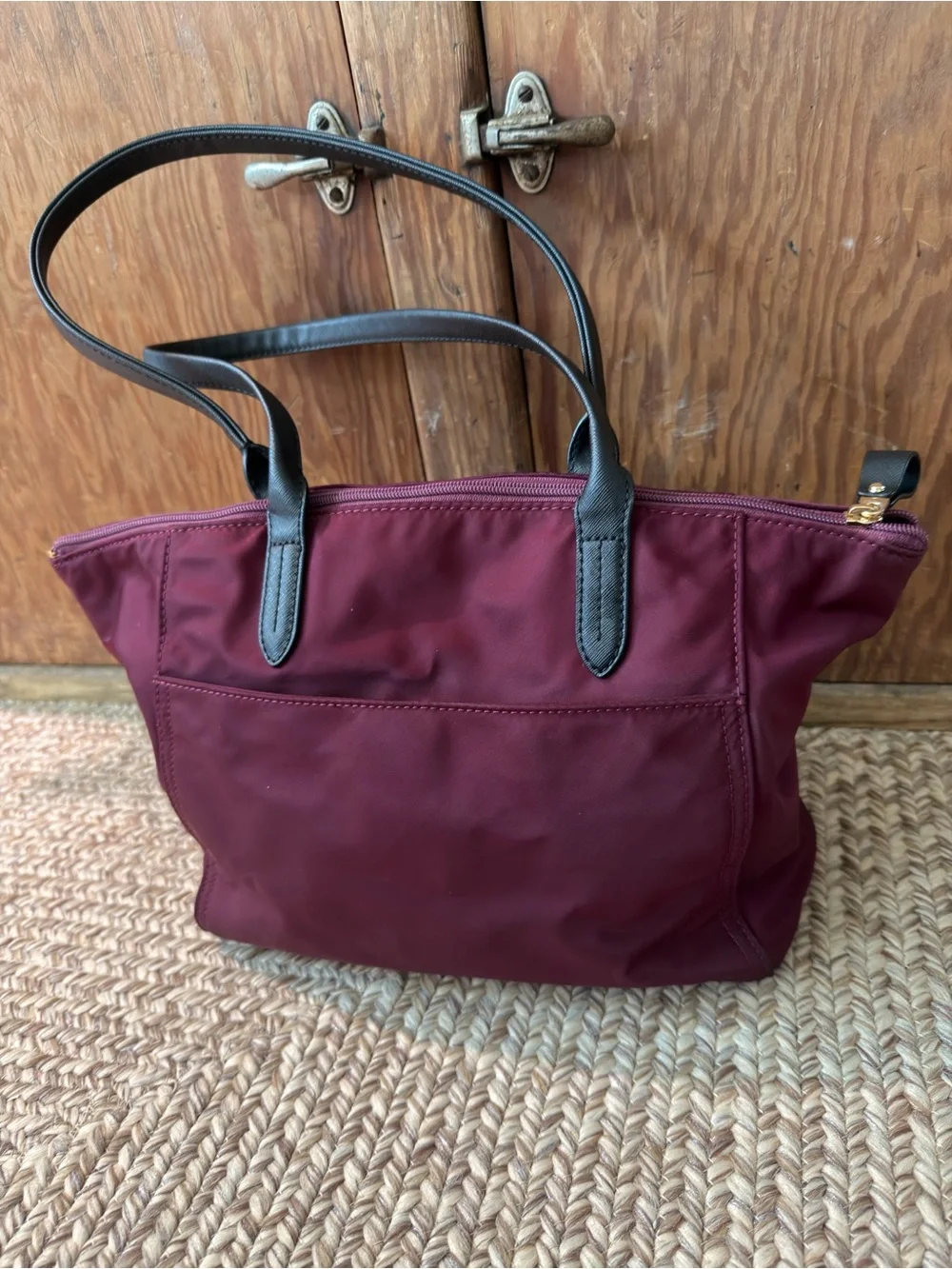 Michael Kors Plum Nylon Tote with Black Handles